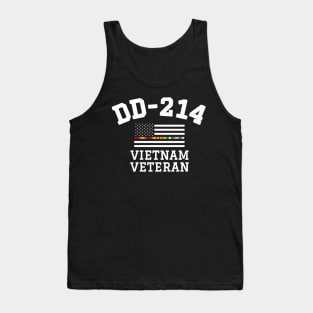 DD-214 Alumni Vietnam Veteran Thin Line Flag Tank Top